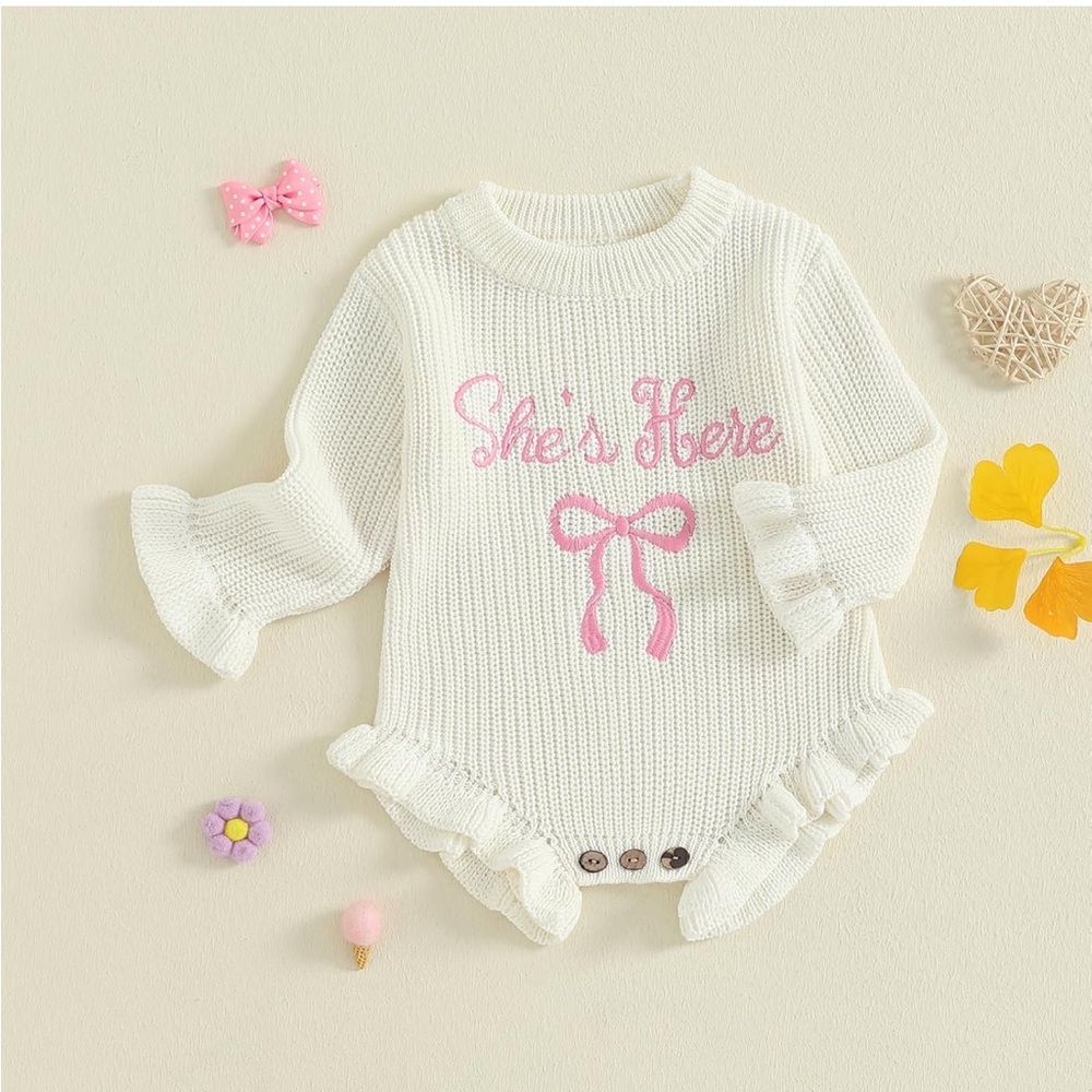 White and Pink Ruffled Kids One Piece